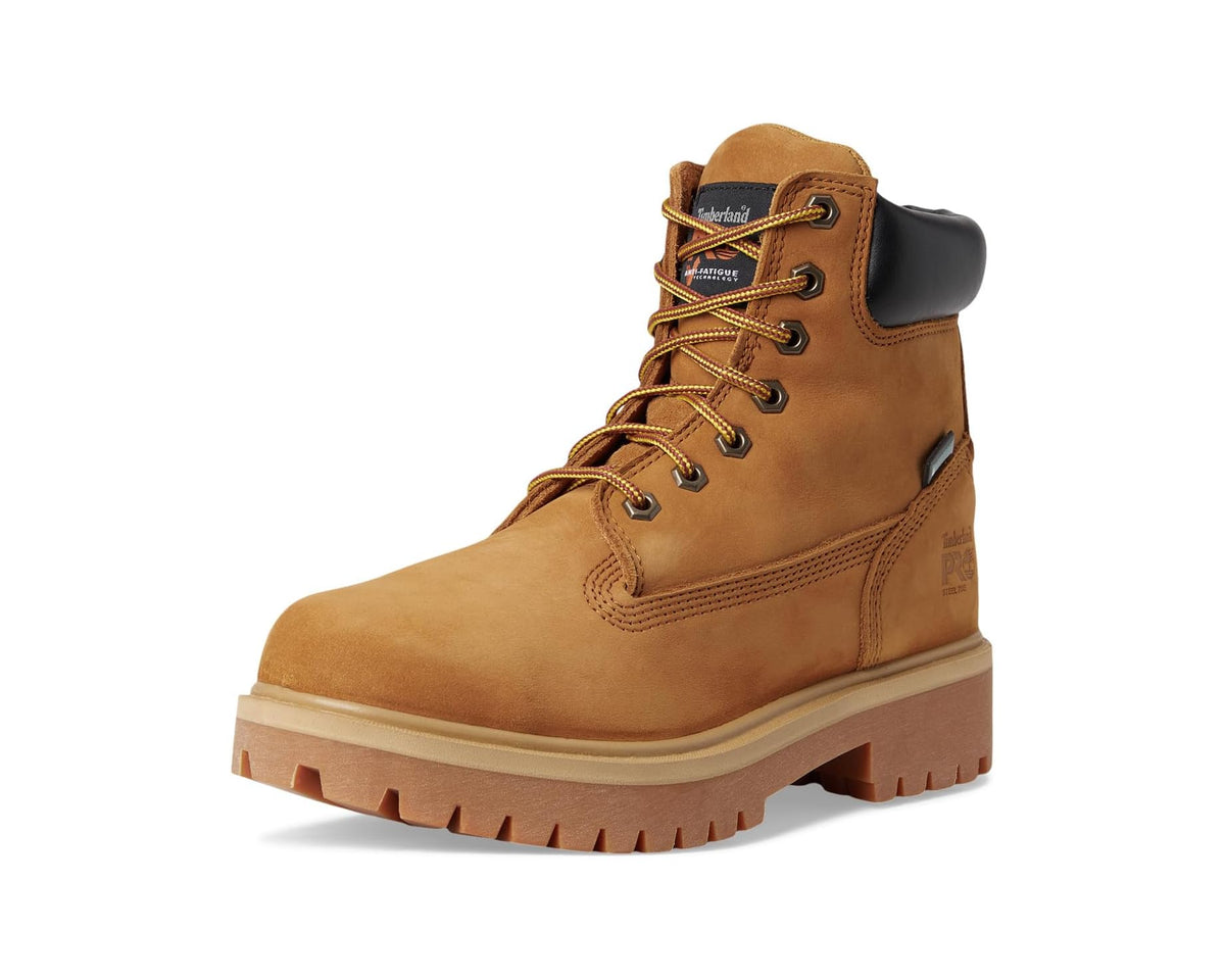 Men's wheat 6-inch steel toe work boot front view with lace-up and rugged outsole
