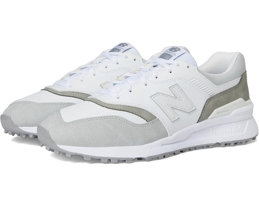 Men's New Balance golf sneaker, light grey/white, lace-up with padded collar