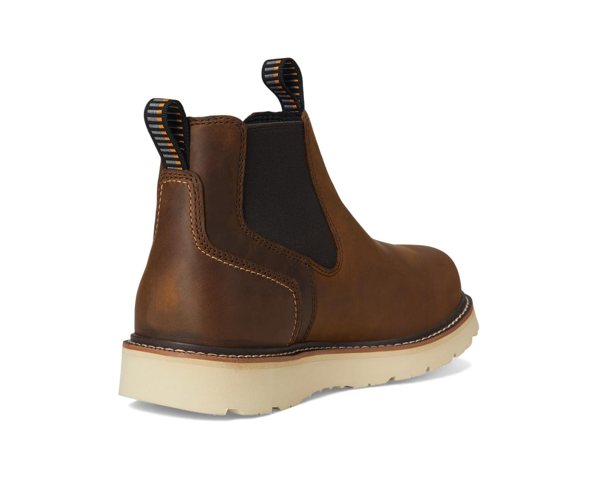 Men's Ariat Rebar Wedge Chelsea Waterproof Work Boots Distressed Brown