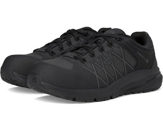 Men's KEEN Utility Vista Energy XT Work Sneaker Internal Met Guard (Carbon Toe) Black/Magnet