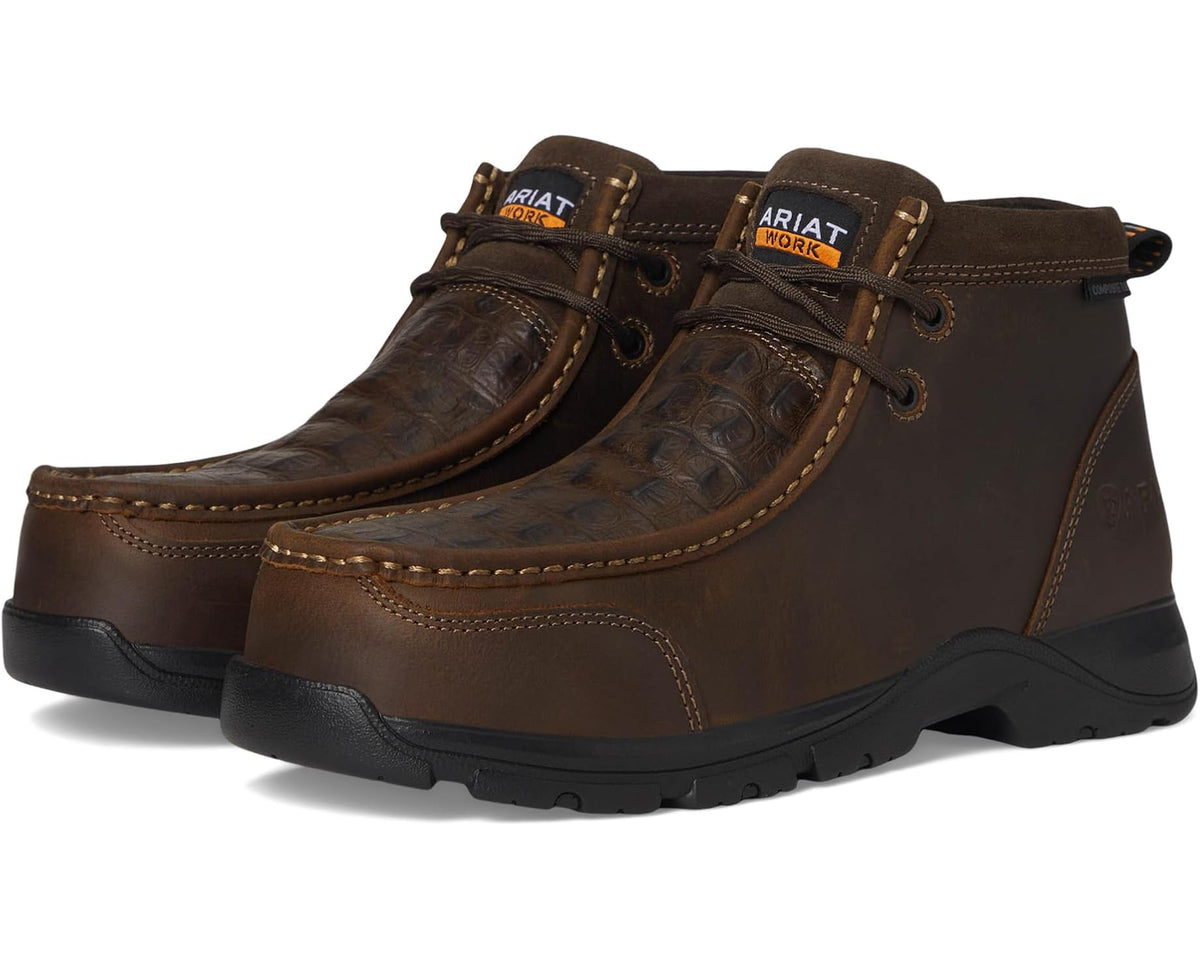 Men's Ariat Edge LTE Moc Composite Toe Work Boots Brown/Brown Croco Print