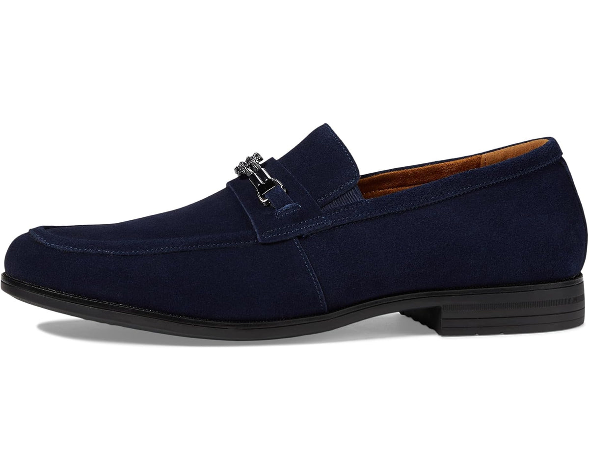 Men's Stacy Adams Ravelle Moc Toe Bit Slip-On Navy Suede