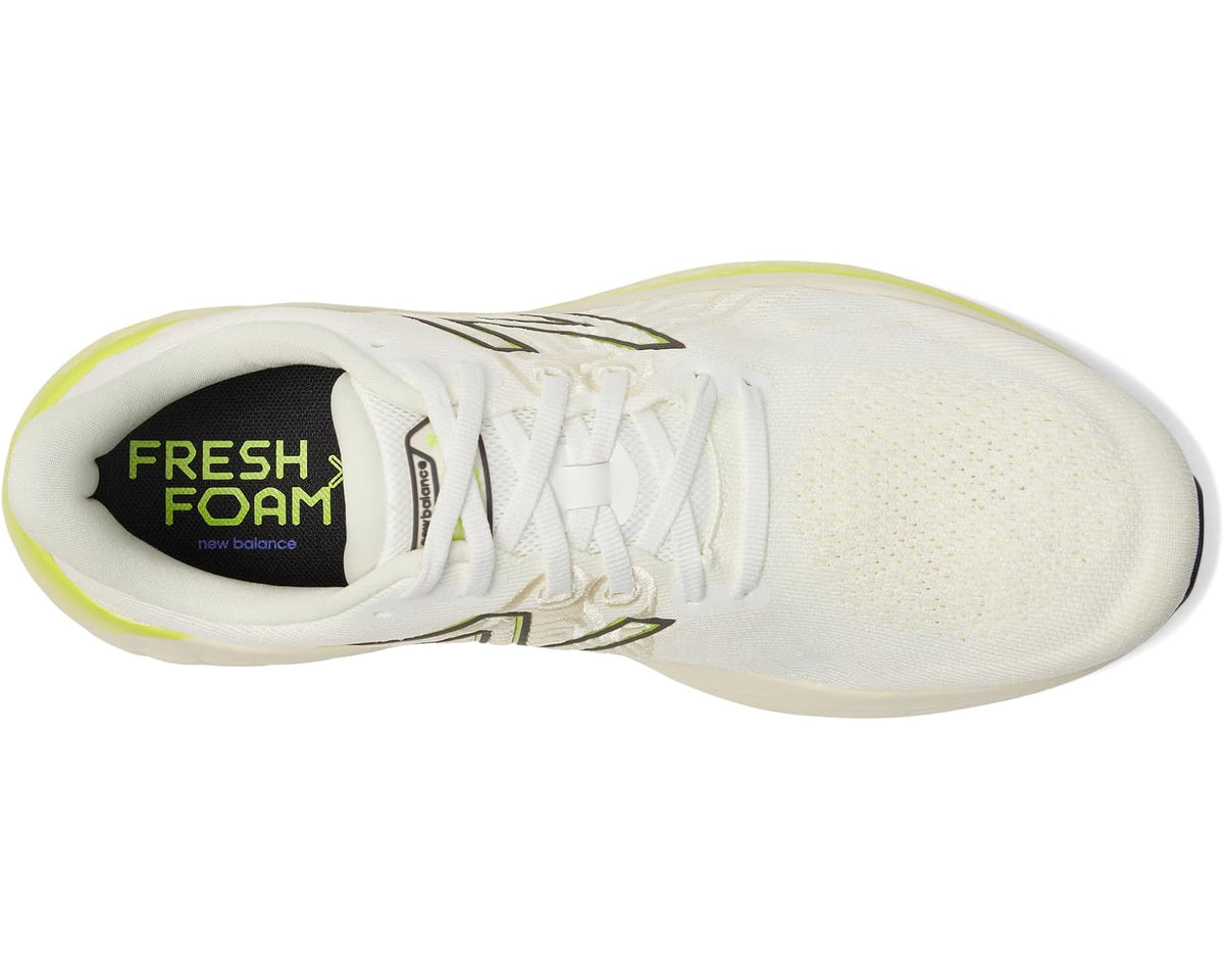 Men's New Balance running shoes, white upper with Fresh Foam logo on heel