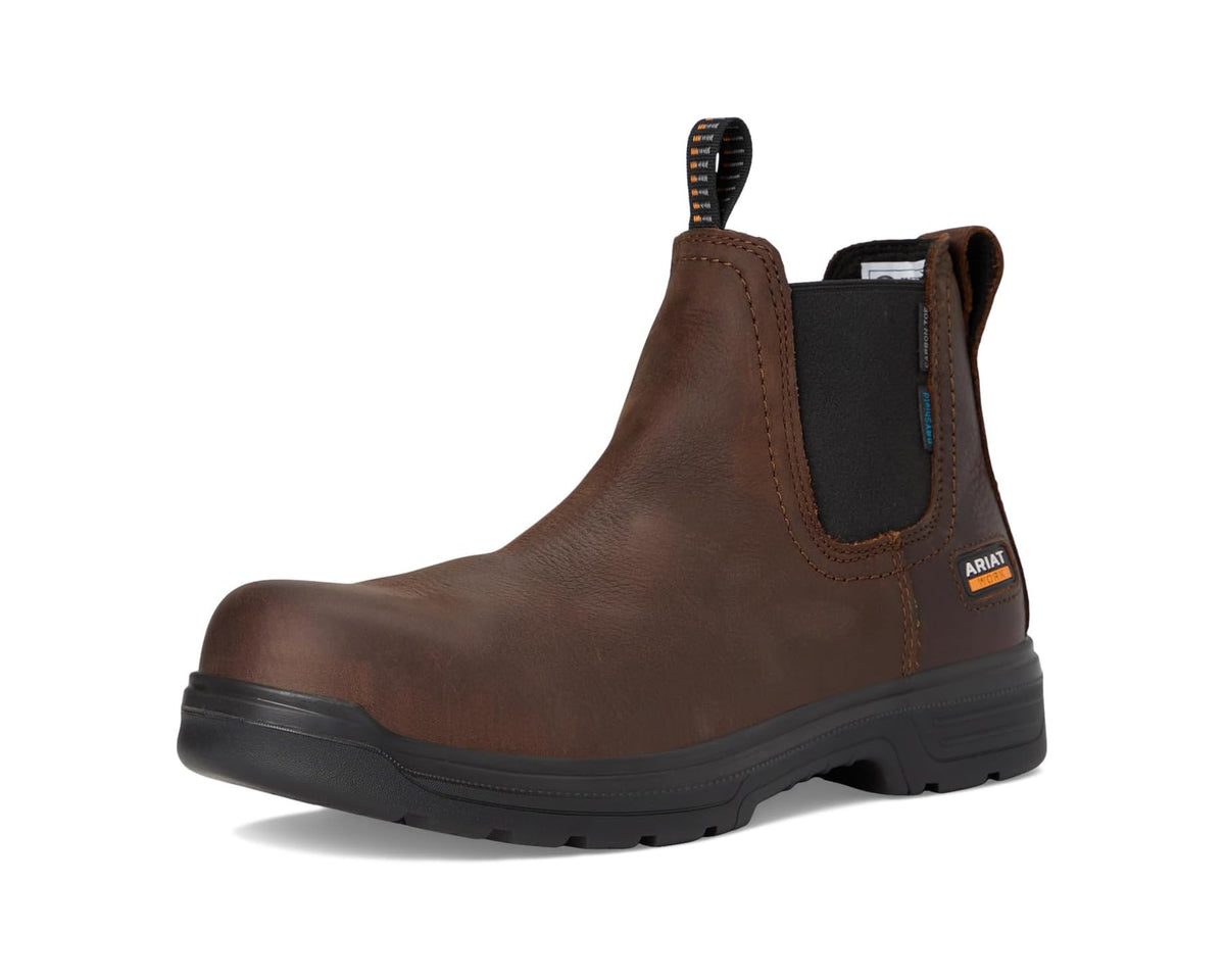 Men's Ariat Turbo Chelsea CSA Waterproof Carbon Toe Work Boots Rich Brown
