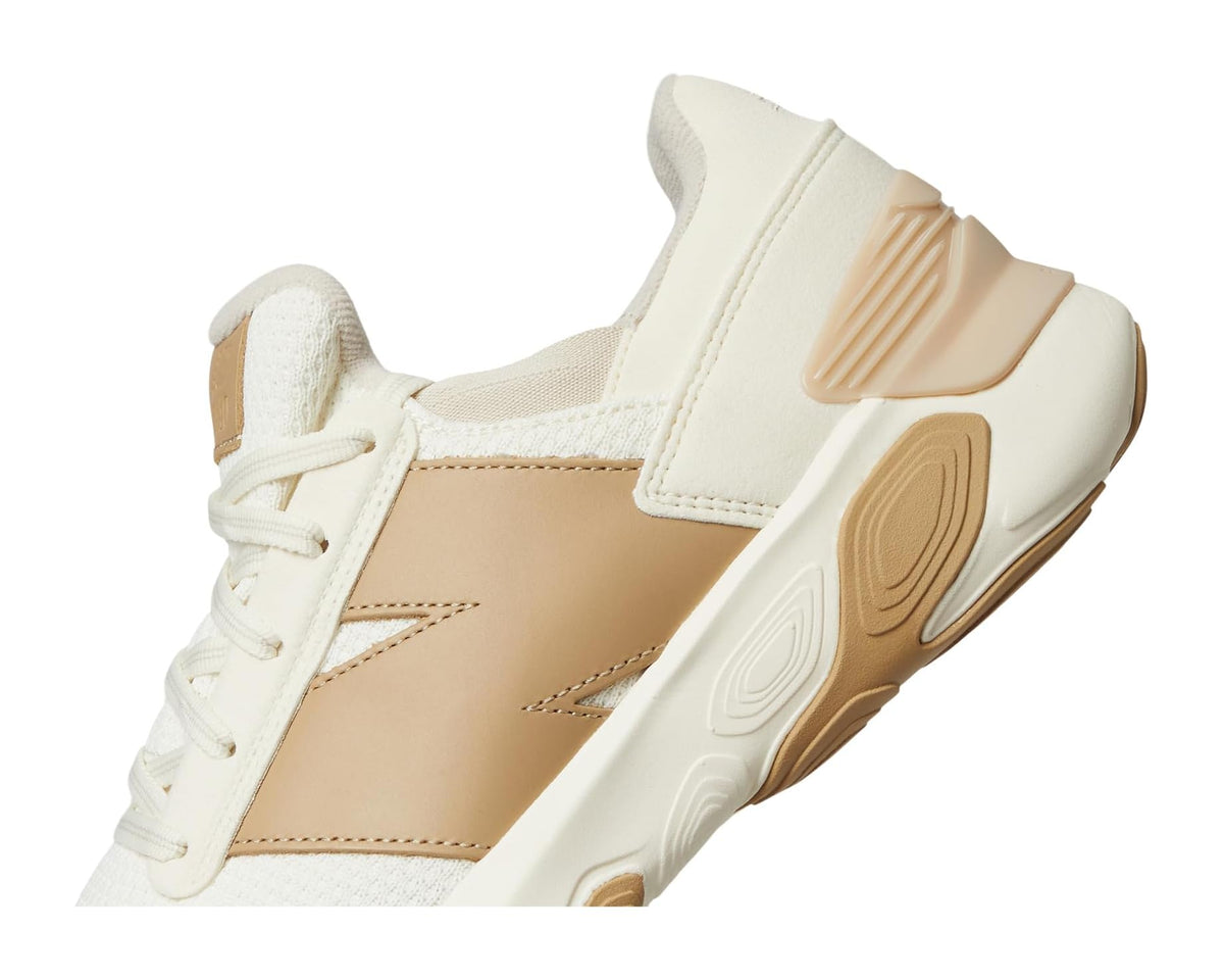 Men's New Balance Fresh Foam X 1440 side profile, white and tan panels with cushioned sole