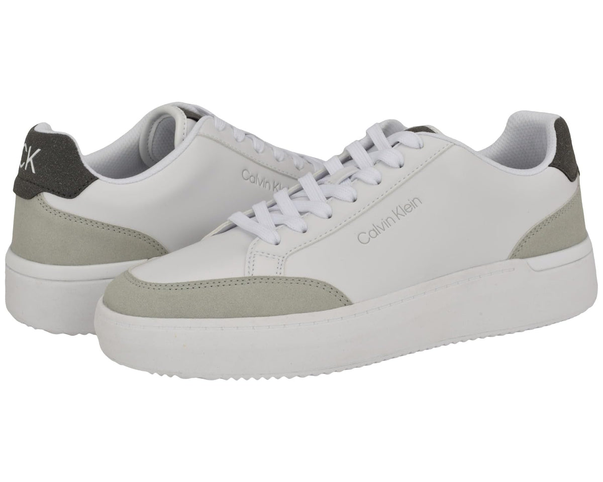 Light grey low-top sneakers, white laces, CK logo on side