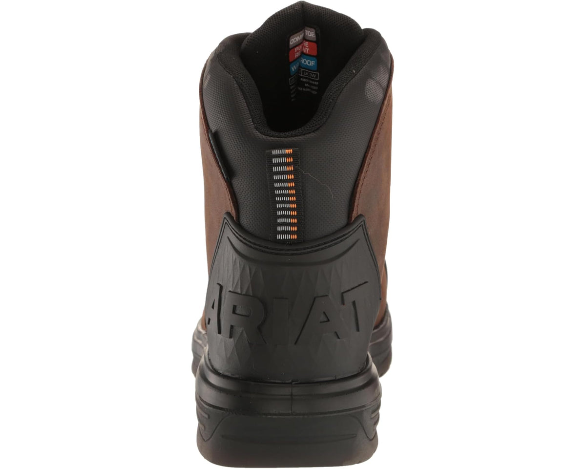 Men's Ariat Turbo Outlaw 6 CSA Waterproof Carbon Toe Work Boots Rich Brown
