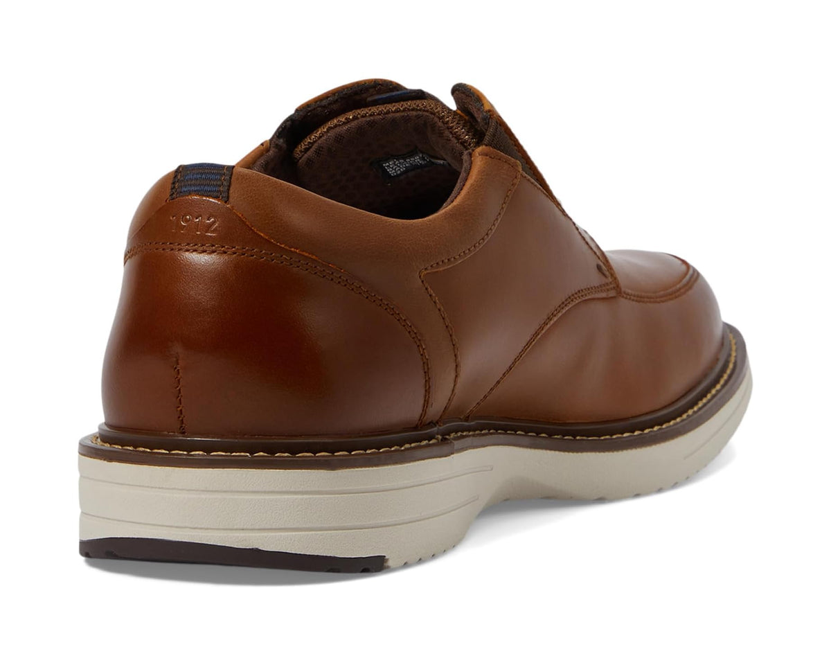 Men's Nunn Bush Griff Moccasin Toe Oxford Lightweight and Comfortable for All Occasions Leather Lace Up Cognac