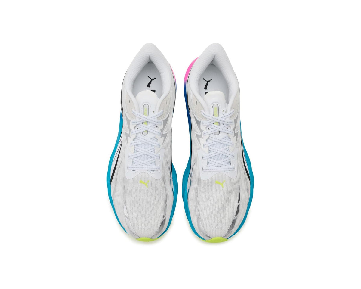 Men's PUMA Velocity Nitro 4 Running Shoes White/Ultra Blue/Poison Pink