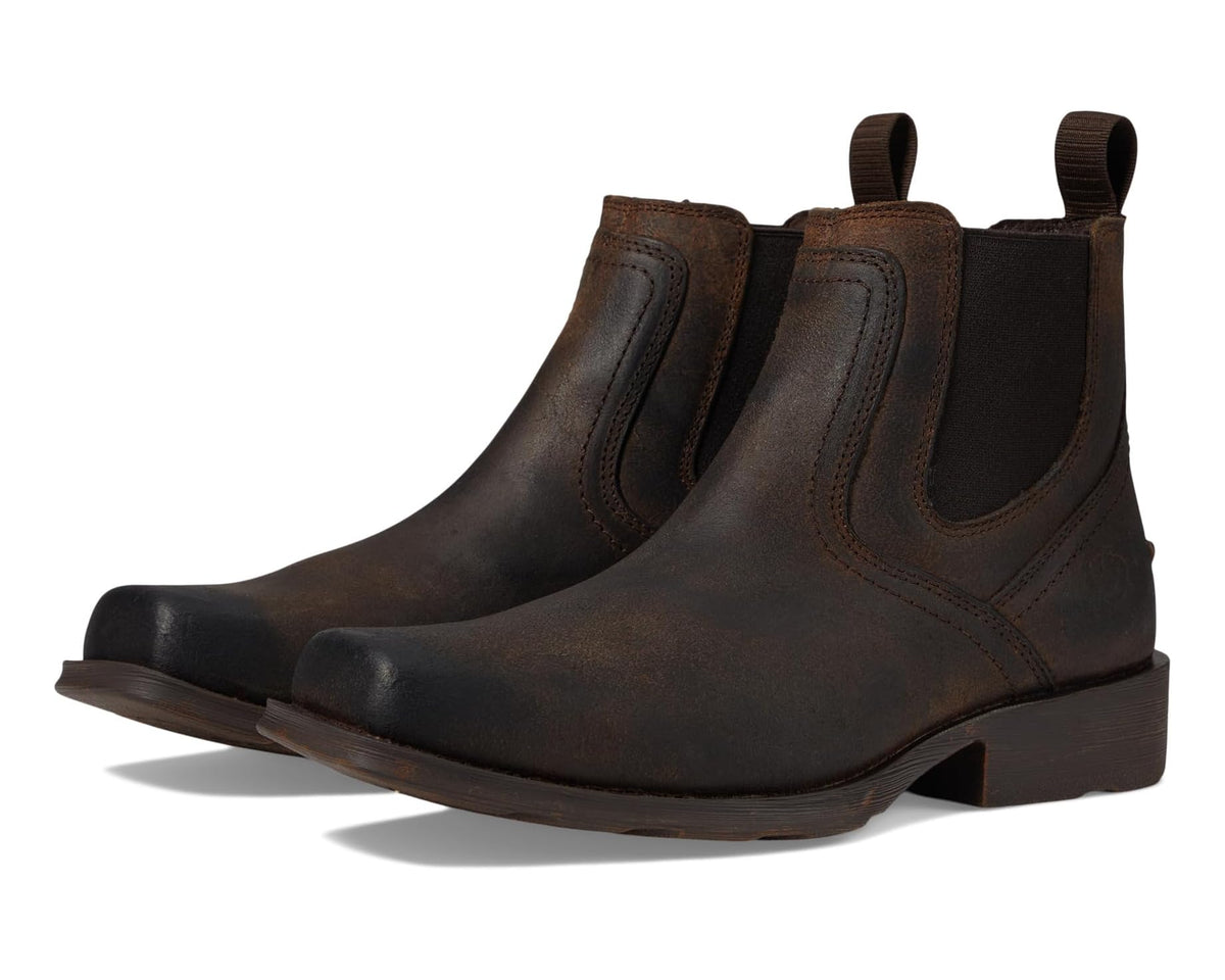 Ariat men's dark brown Chelsea boots with elastic side panels