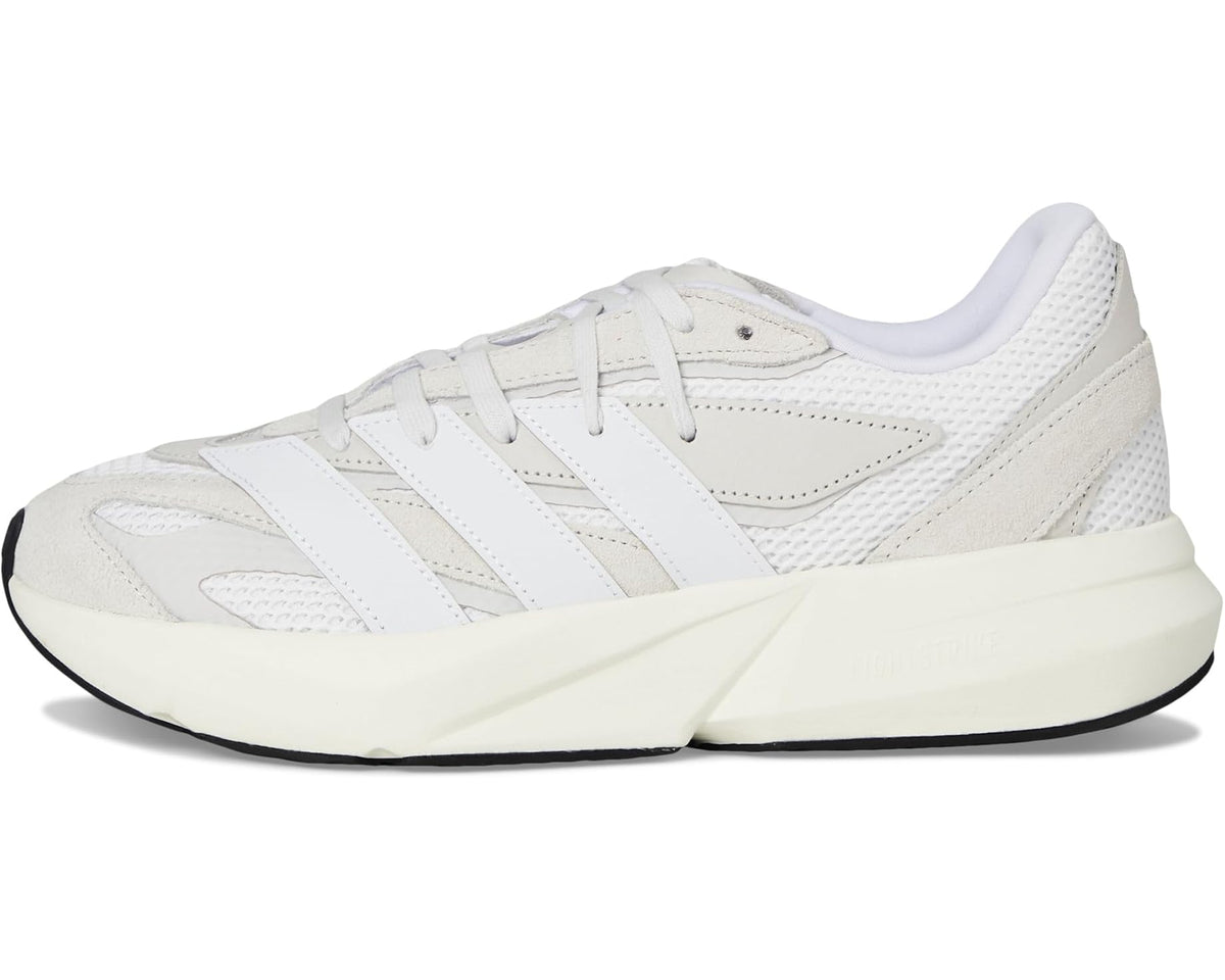 Men's adidas Lightblaze low-top sneakers, white upper with adidas 3-Stripes