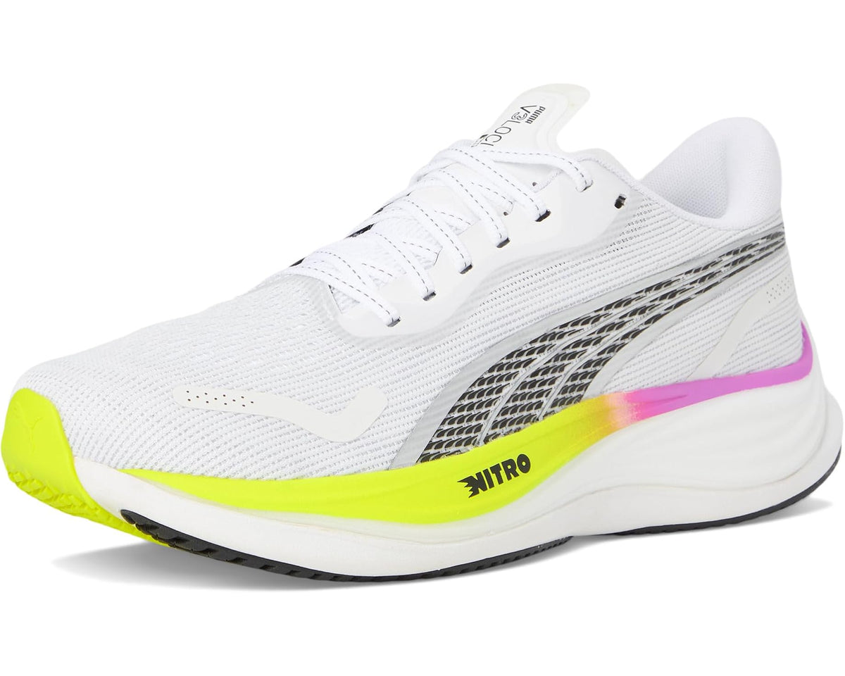 Men's PUMA Velocity Nitro 3 Running Shoes Puma White/Pure Magenta/Yellow Alert