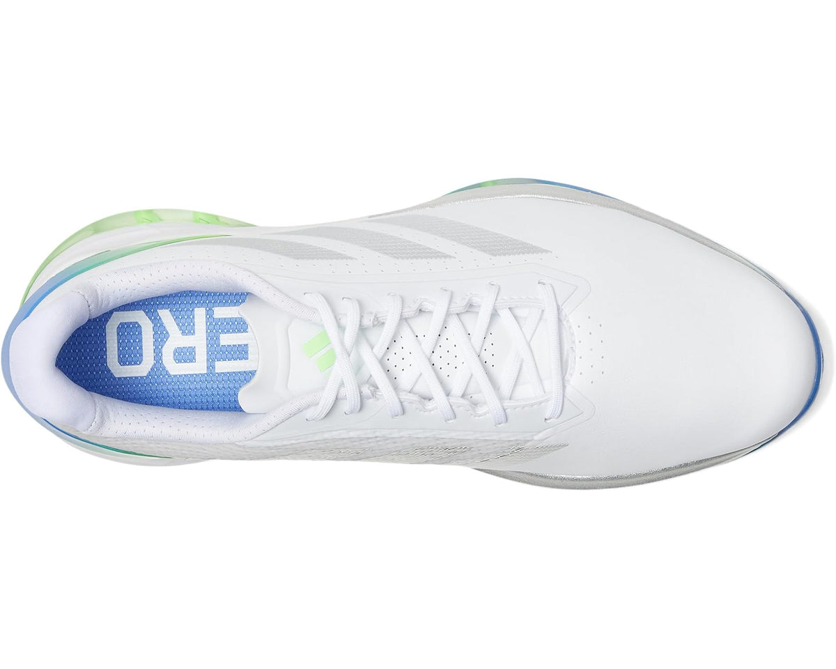 Men's adidas Golf Adizero ZG Spikeless Golf Shoes Footwear White/Silver Metallic/Lime Burst