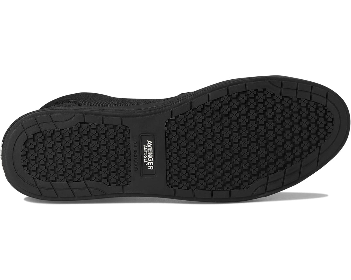 Black rubber outsole tread with hex pattern and AVENGER logo