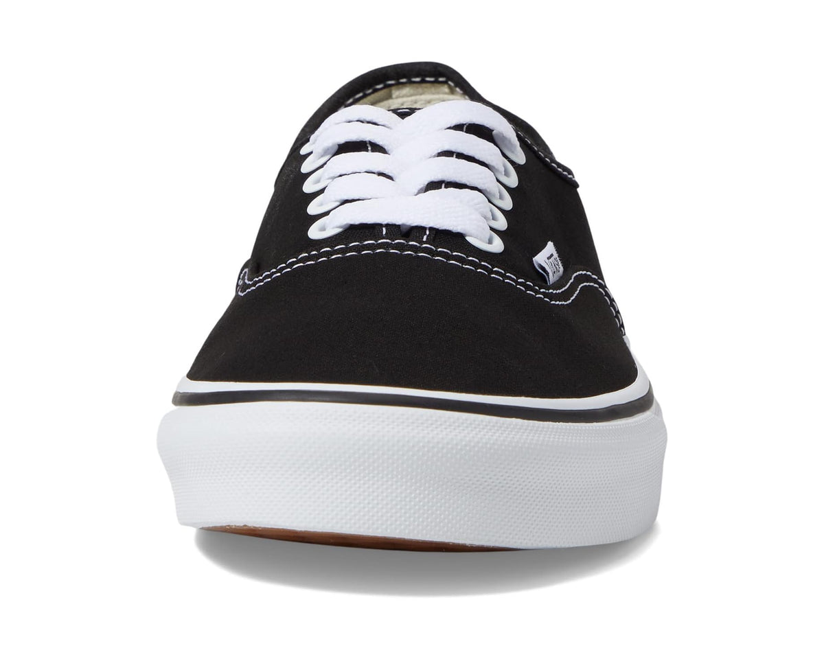 Vans Authentic Wide black canvas sneaker with white laces and white rubber sole