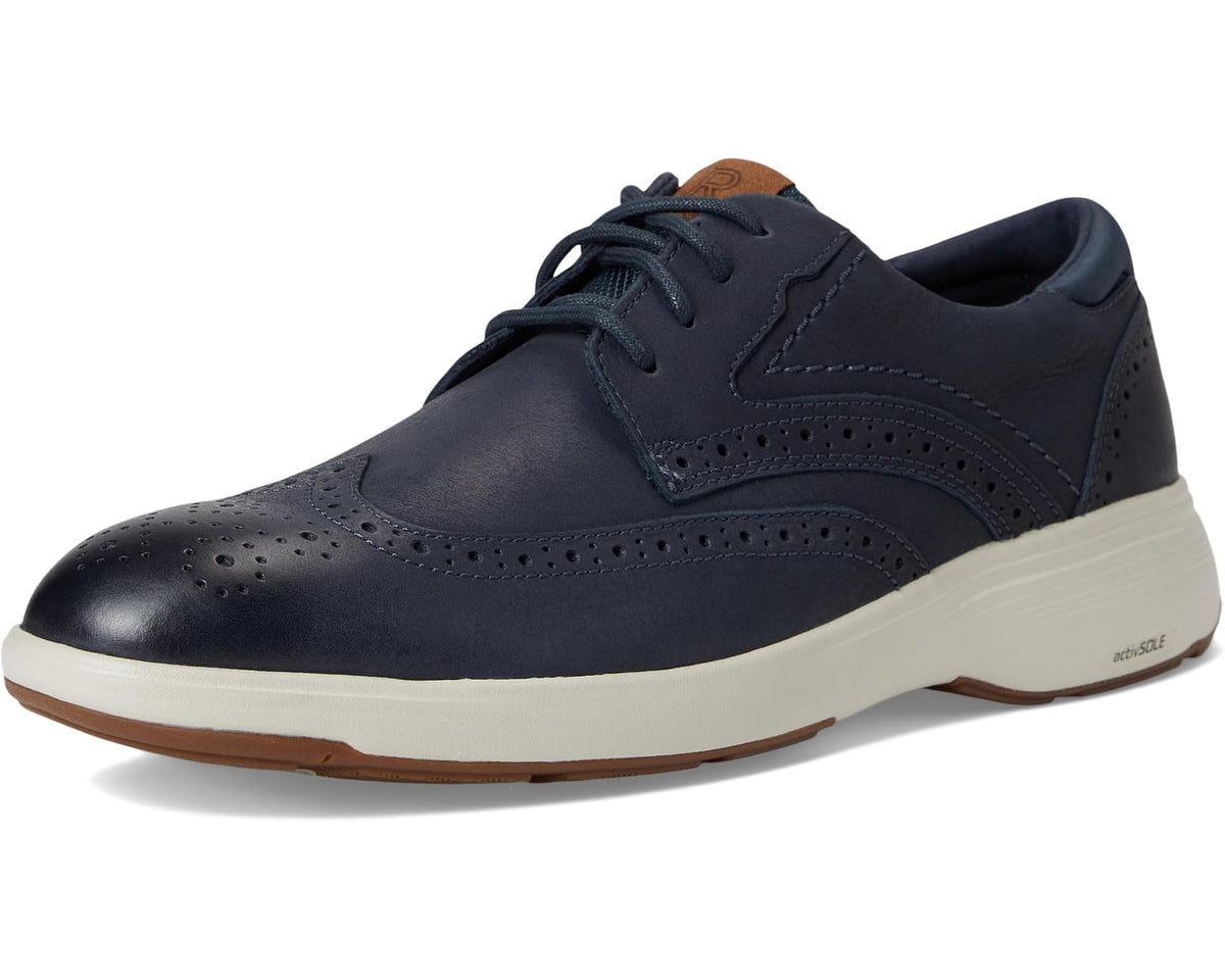 Men's Rockport Noah Wing Tip Dark Blue Leather