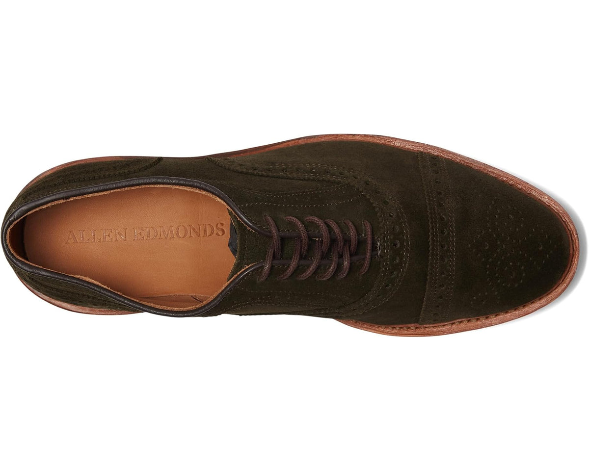 Men's Allen Edmonds Strandmok Cap Toes Hunting Green Suede