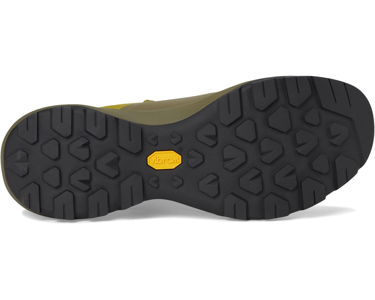 Men's olive hiking shoe outsole with deep textured tread