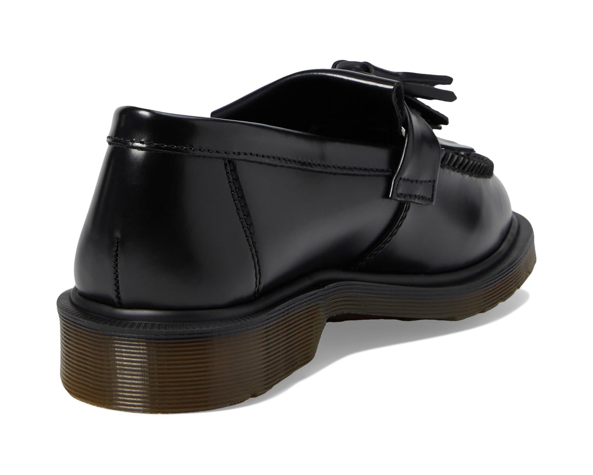 Unisex Dr. Martens Adrian Smooth Leather Tassel Loafers Black Polished Smooth