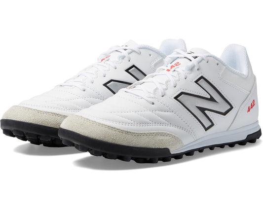 Men's New Balance 442V2 TF soccer cleats, white with black N and accents