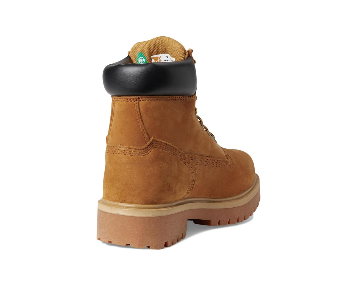 Back view of wheat suede 6-inch steel toe work boot with padded heel collar