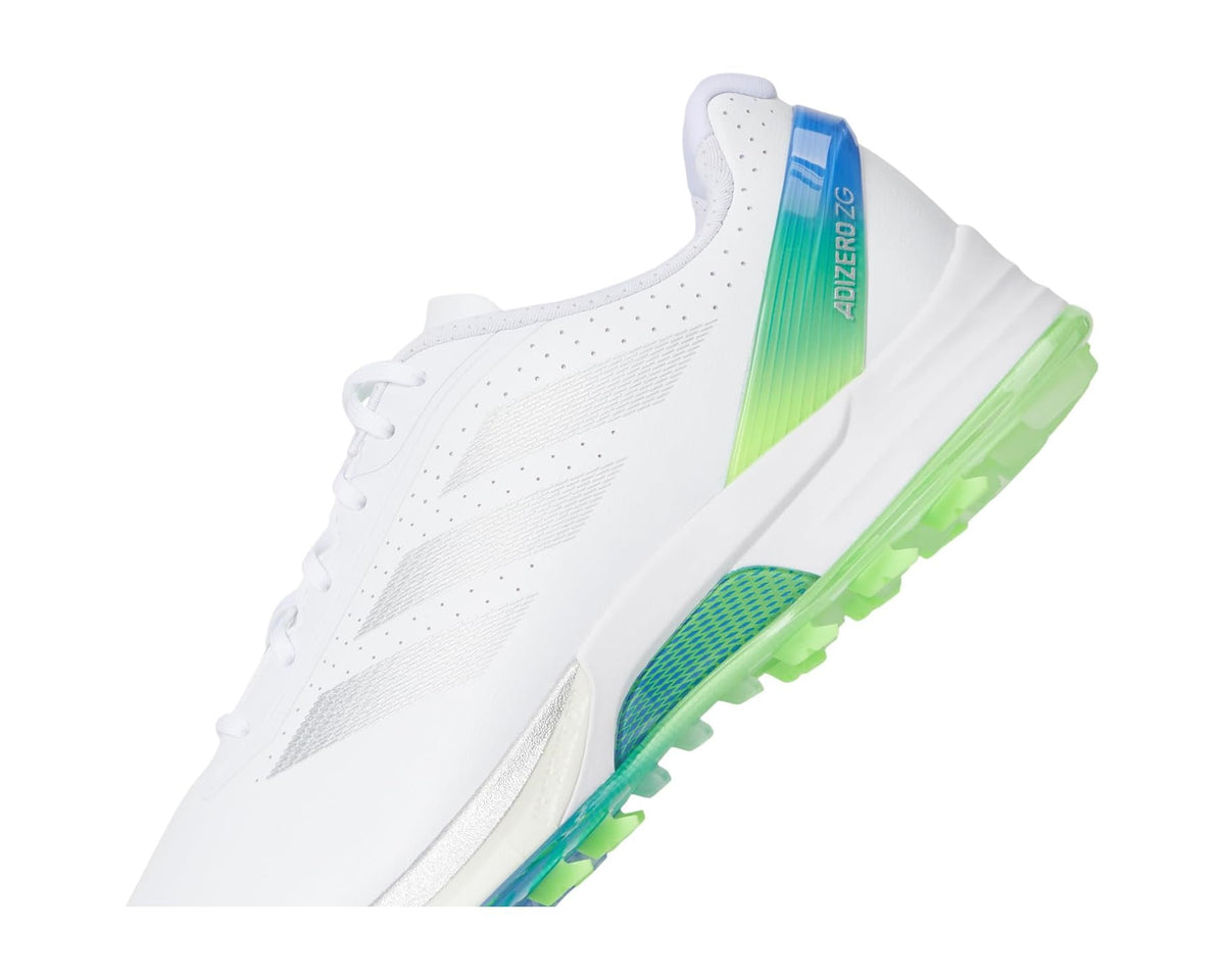 Men's adidas Golf Adizero ZG Spikeless Golf Shoes Footwear White/Silver Metallic/Lime Burst