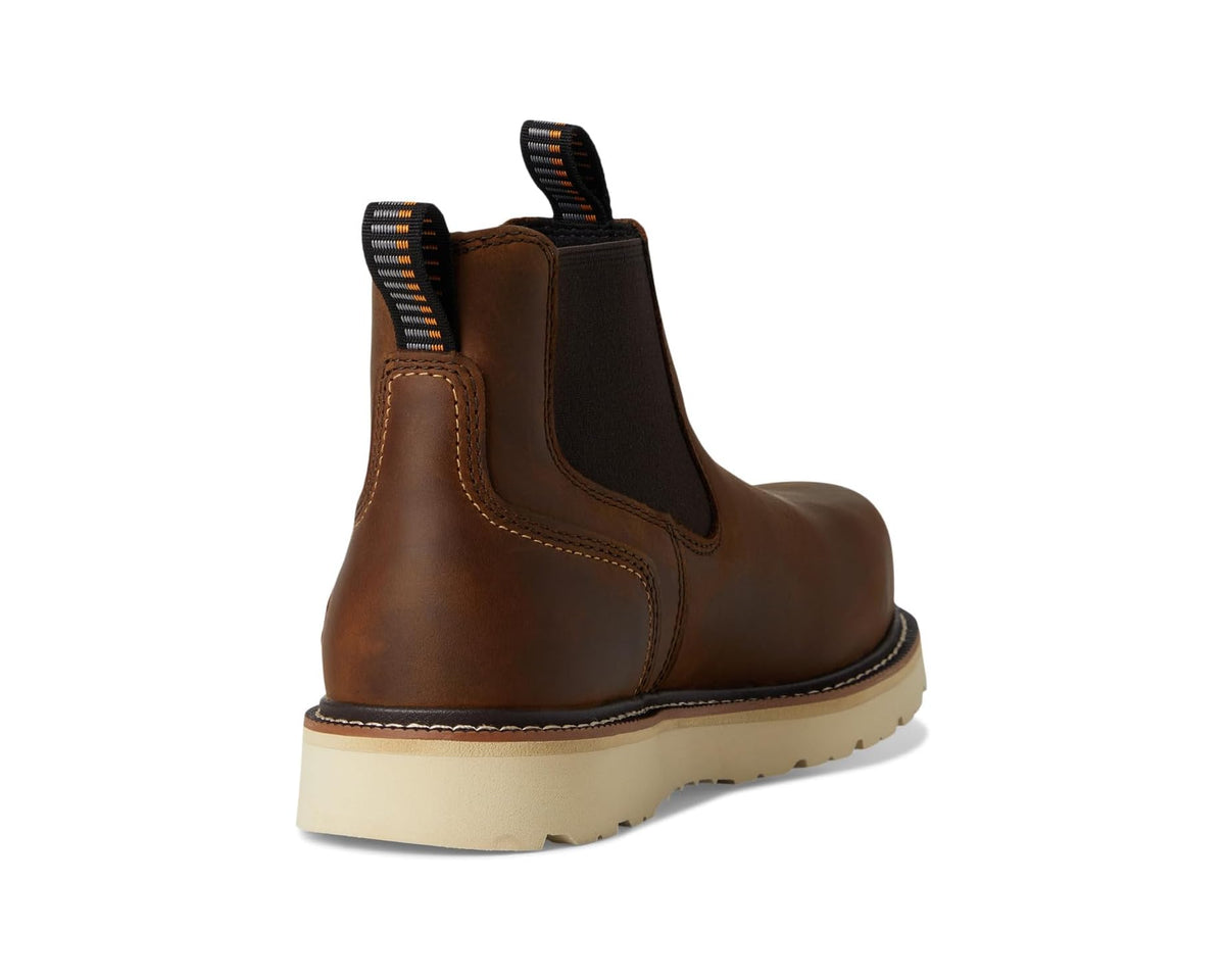 Men's Ariat Rebar Wedge Chelsea Waterproof Composite Toe Work Boots Distressed Brown