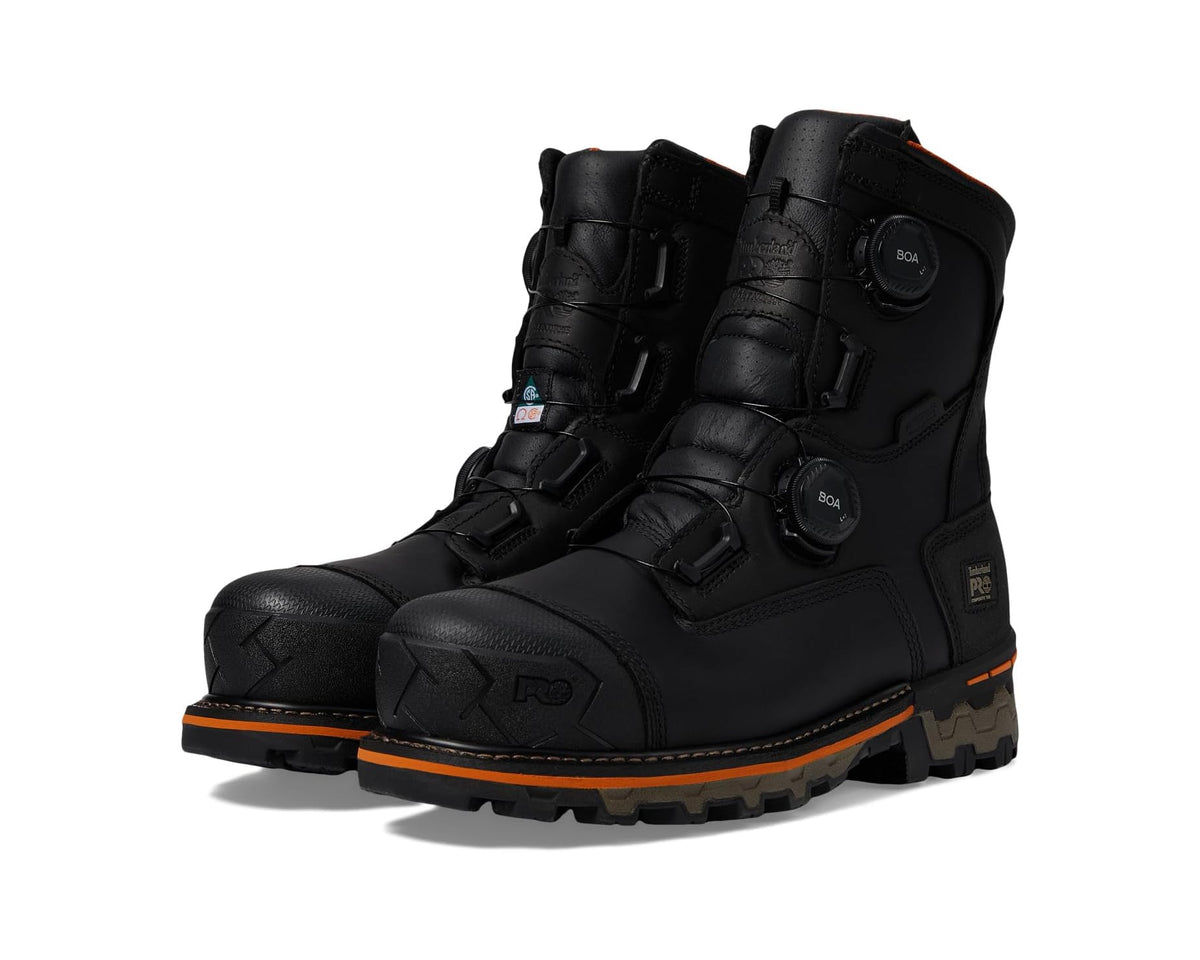 Men's Timberland PRO Boondock BOA 8 Inch Composite Safety Toe Waterproof Puncture Resistant Black