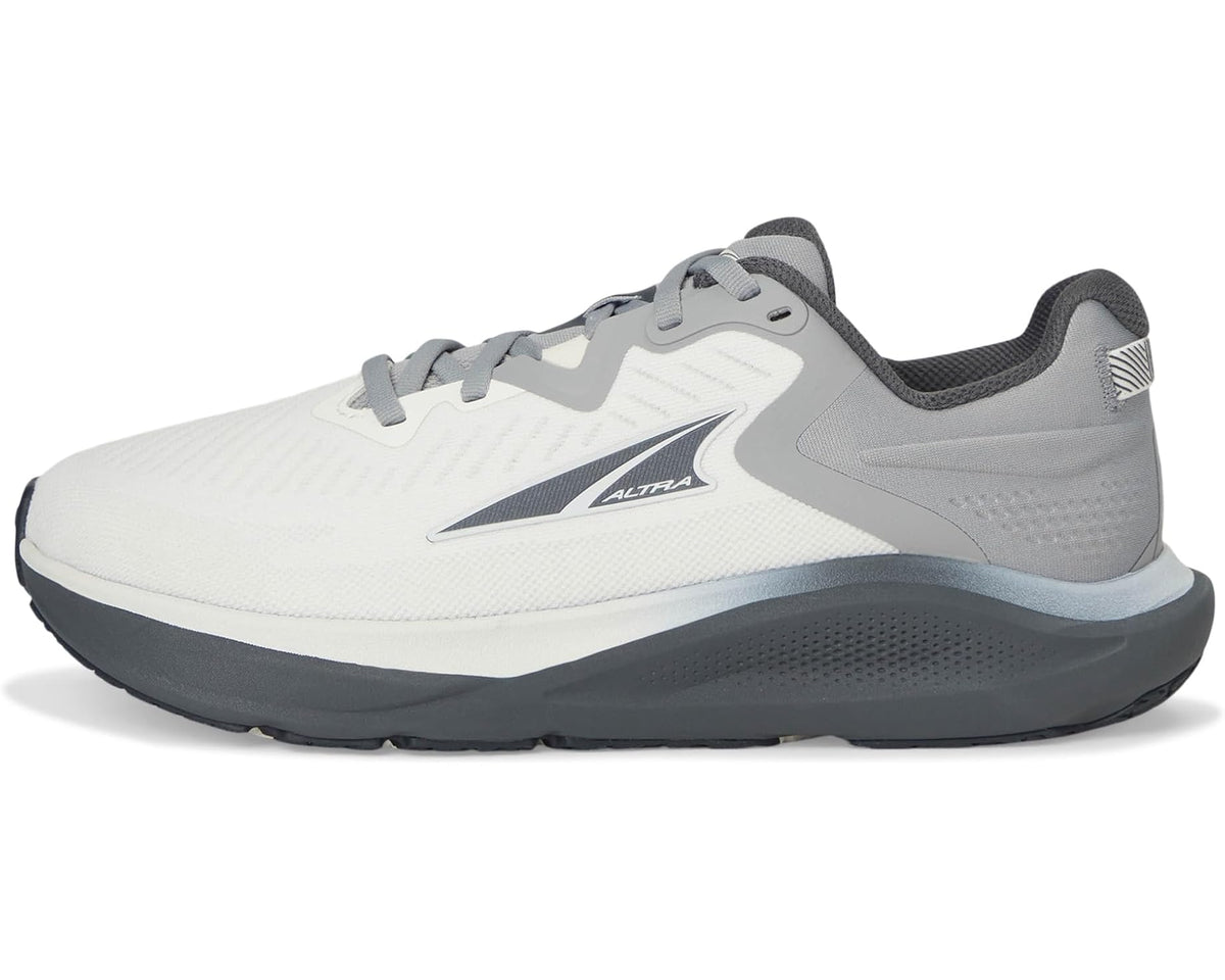 Men's gray running shoe with side logo panel and breathable mesh upper