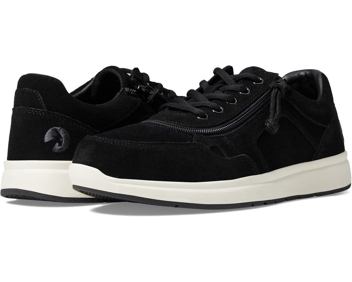 BILLY men's suede comfort jogger sneakers, black with white sole