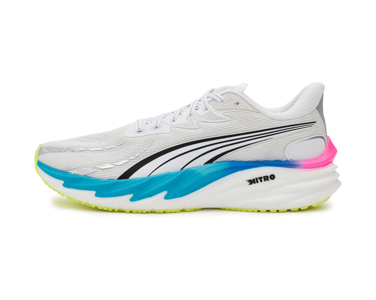 Men's PUMA Velocity Nitro 4 Running Shoes White/Ultra Blue/Poison Pink
