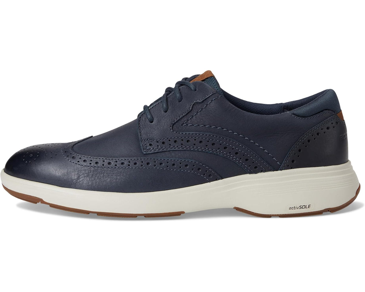 Men's Rockport Noah Wing Tip Dark Blue Leather