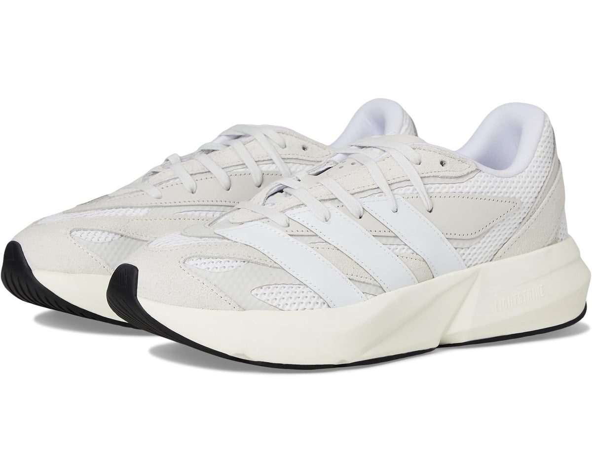 Men's adidas Lightblaze low-top sneakers, crystal white with striped side and lace-up