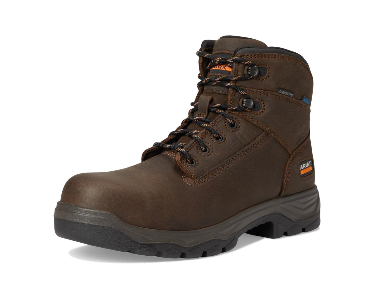 Men's Ariat Turbo Duratread 6 Waterproof Carbon Toe Work Boots Dark Brown