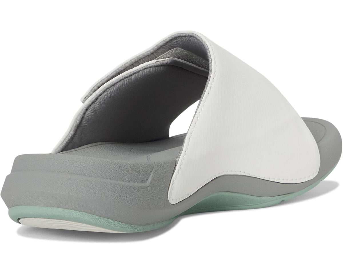 Reef Swell Cruiser slide sandal rear view with white strap and grey sole