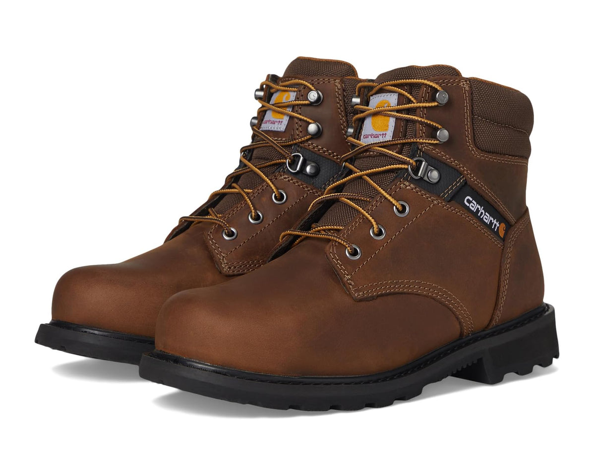 Men's Carhartt Traditional Welt 6 Steel Toe Work Boots Crazy Horse Brown Leather