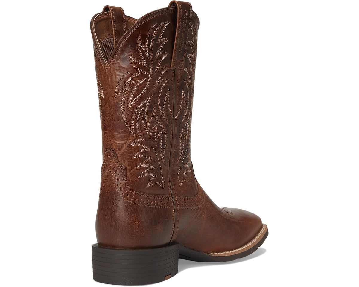 Men's Ariat Sport Western Wide Square Toe Cowboy Boot Dark Tan