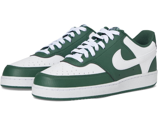 Men's Court Vision Low sneakers in dark green and white, with white laces