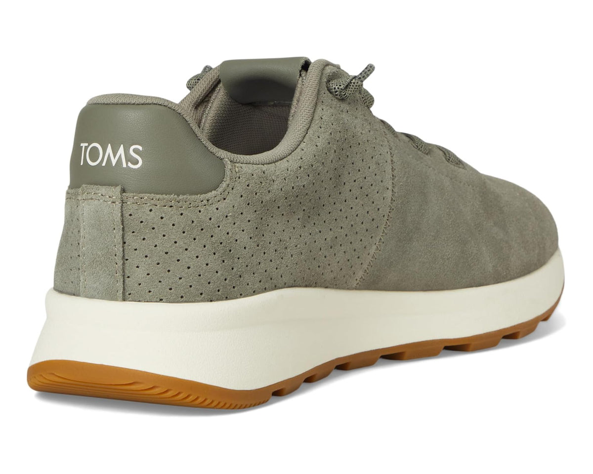 TOMS TRVL LITE Cabrillo sneakers, heel and back view in vetiver grey suede