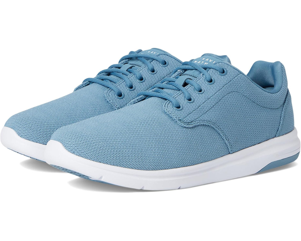Men's blue knit lace-up sneakers with white sole
