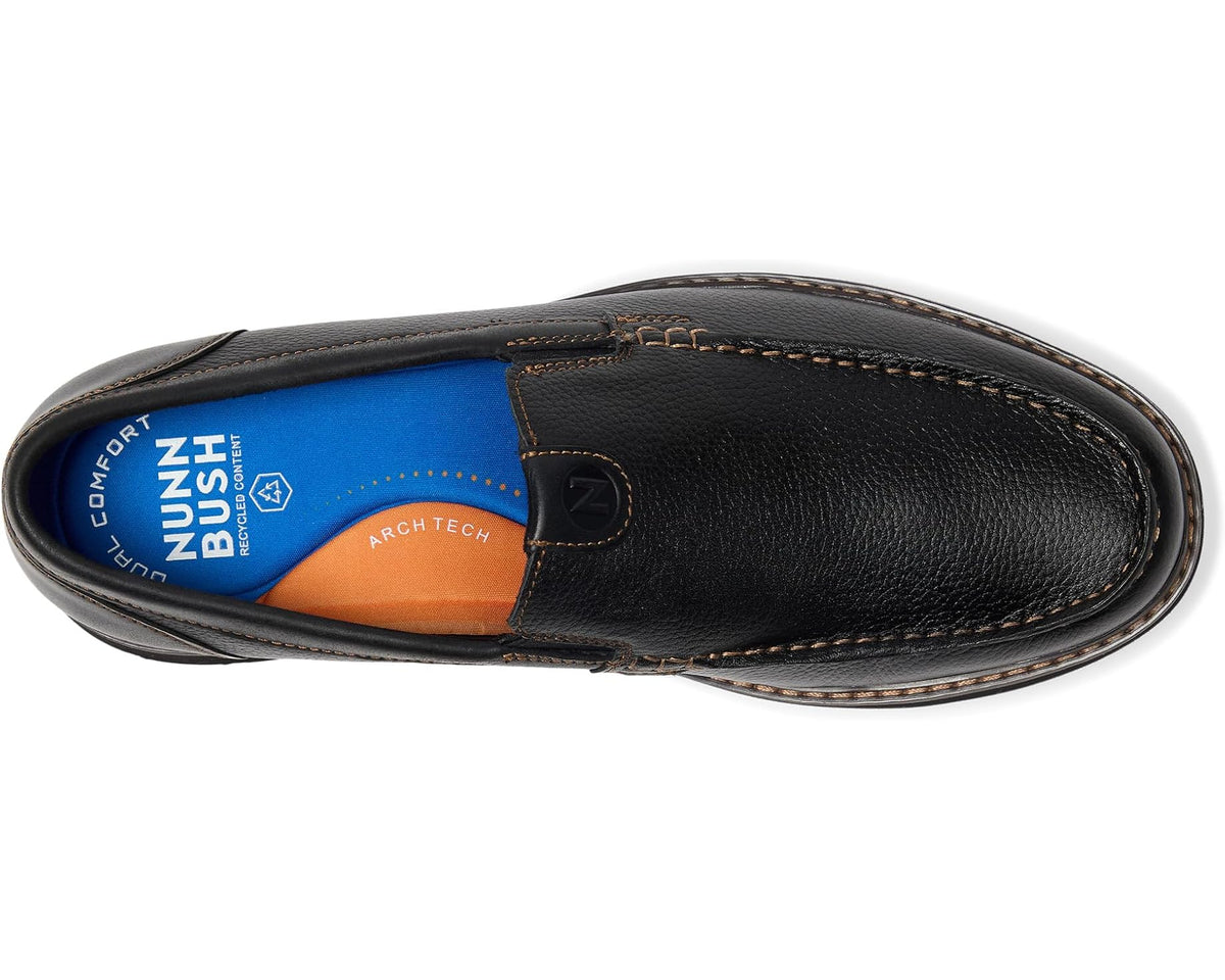 Men's Nunn Bush Owen II Moc Toe Venetian Loafer Lightweight and Comfortable Slip-On Black