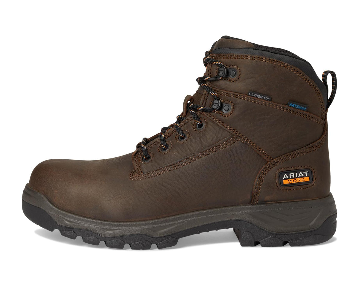 Men's Ariat Turbo Duratread 6 Waterproof Carbon Toe Work Boots Dark Brown