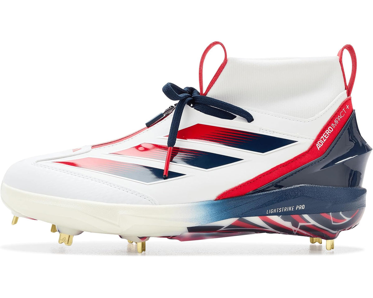 Men's adidas Adizero Impact+ 2.0 Bsb Usa Baseball Shoes White/Team Navy Blue/Team Collegiate Red