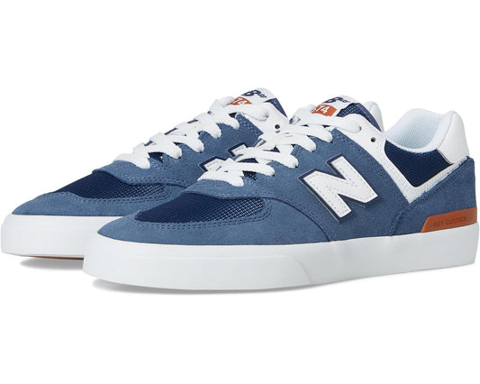 Unisex New Balance 574 Vulc low-top sneakers, indigo blue and white, lace-up