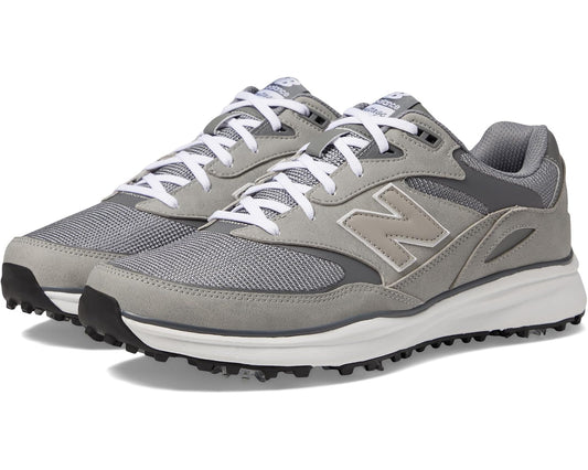 Grey men's golf sneaker with white laces and New Balance side N logo