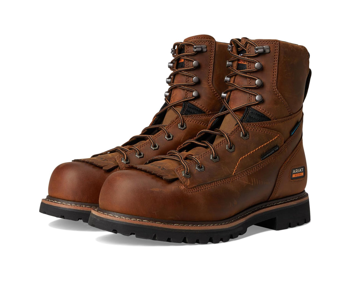 Men's Ariat Longview Shock Shield 8 Waterproof Composite Toe Work Boots Copper Brown
