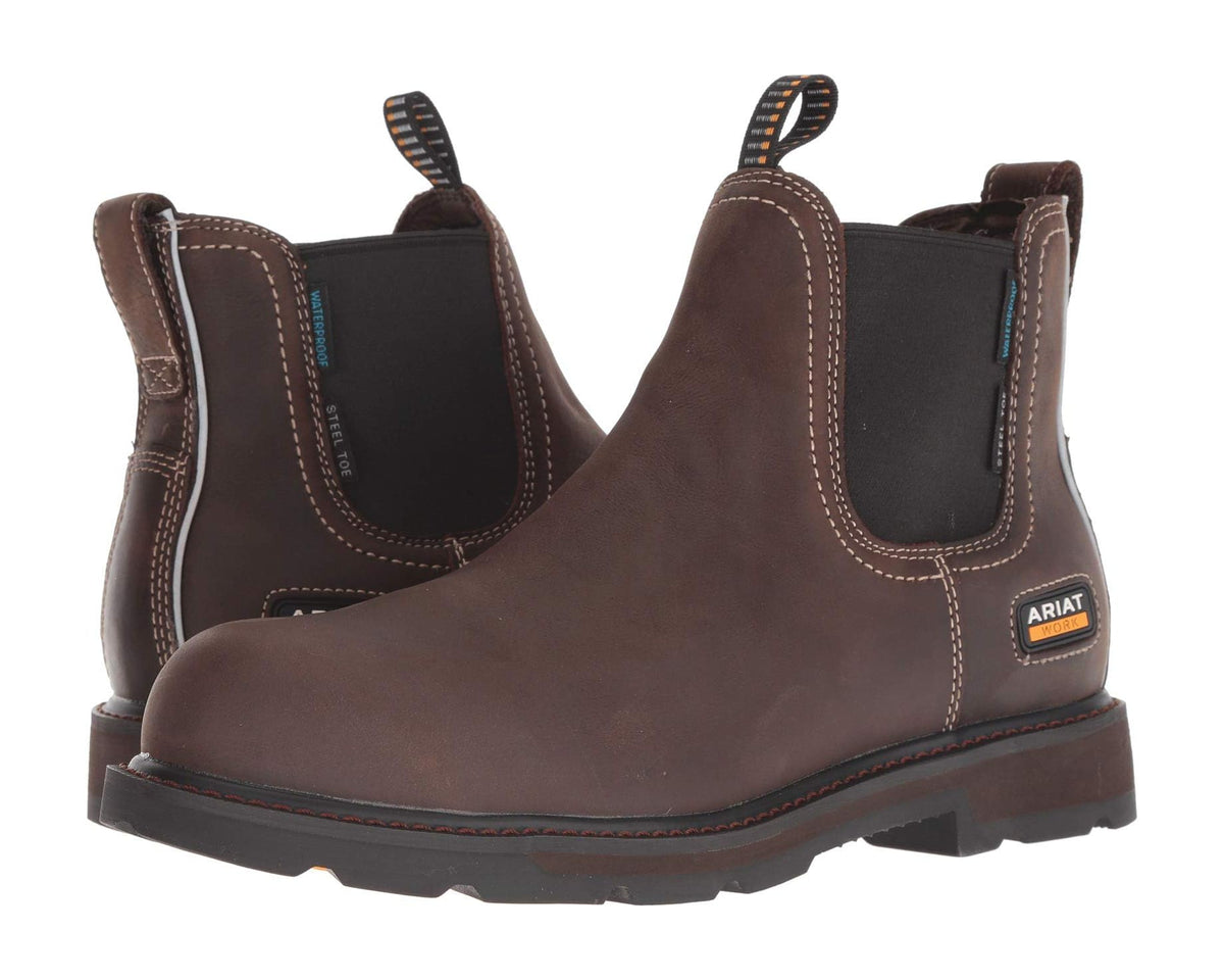 Men's Ariat Groundbreaker Chelsea H2O Steel Toe Dark Brown