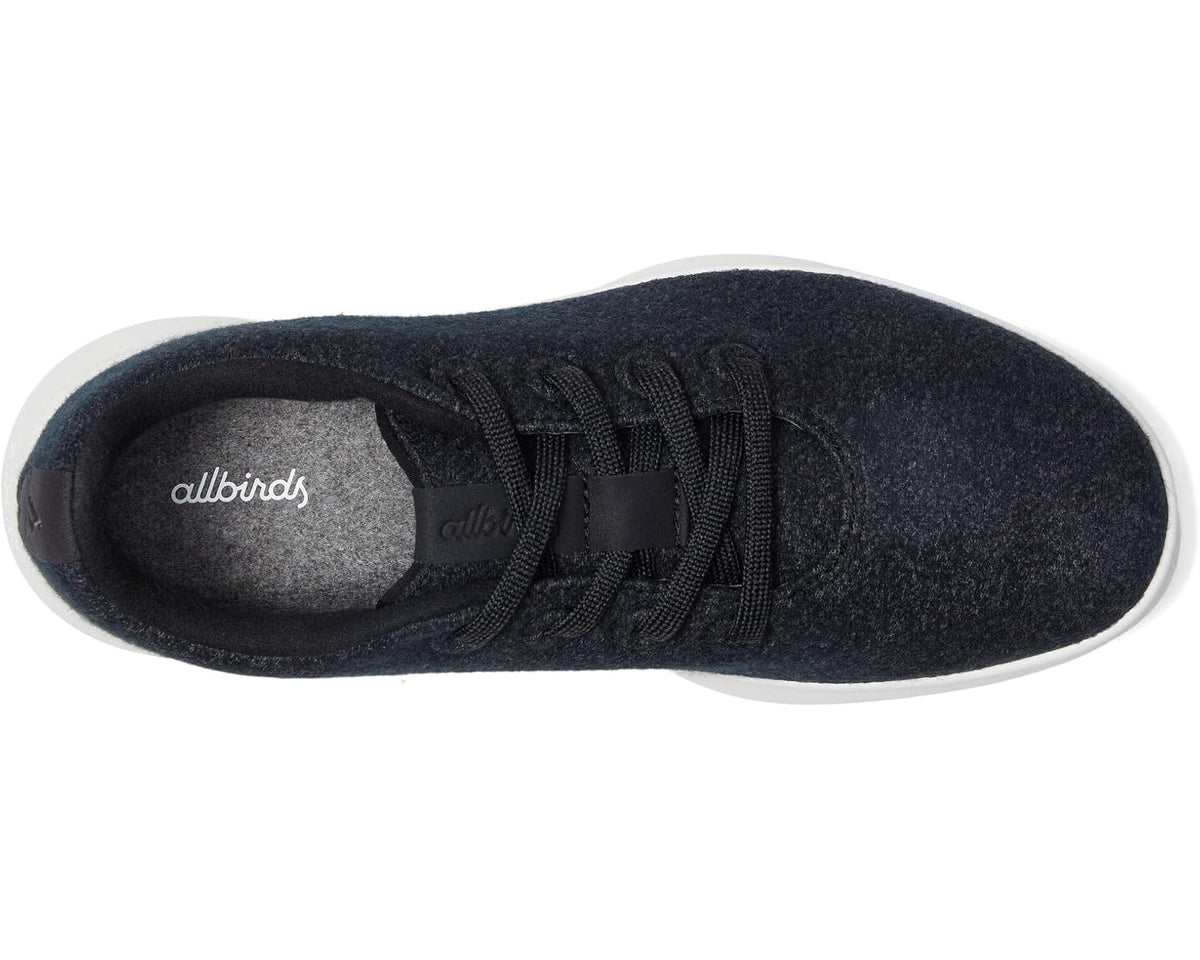 Allbirds wool runner sneakers, dark knit lace-up with logo at tongue