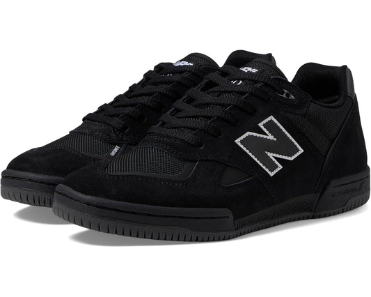 Black New Balance Numeric 600 skate sneakers with large N logo, lace-up design