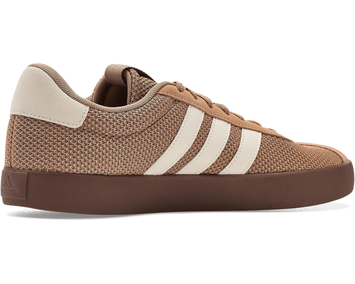 Men's adidas VL Court 3.0 low-top sneakers with brown mesh upper and white stripe accents